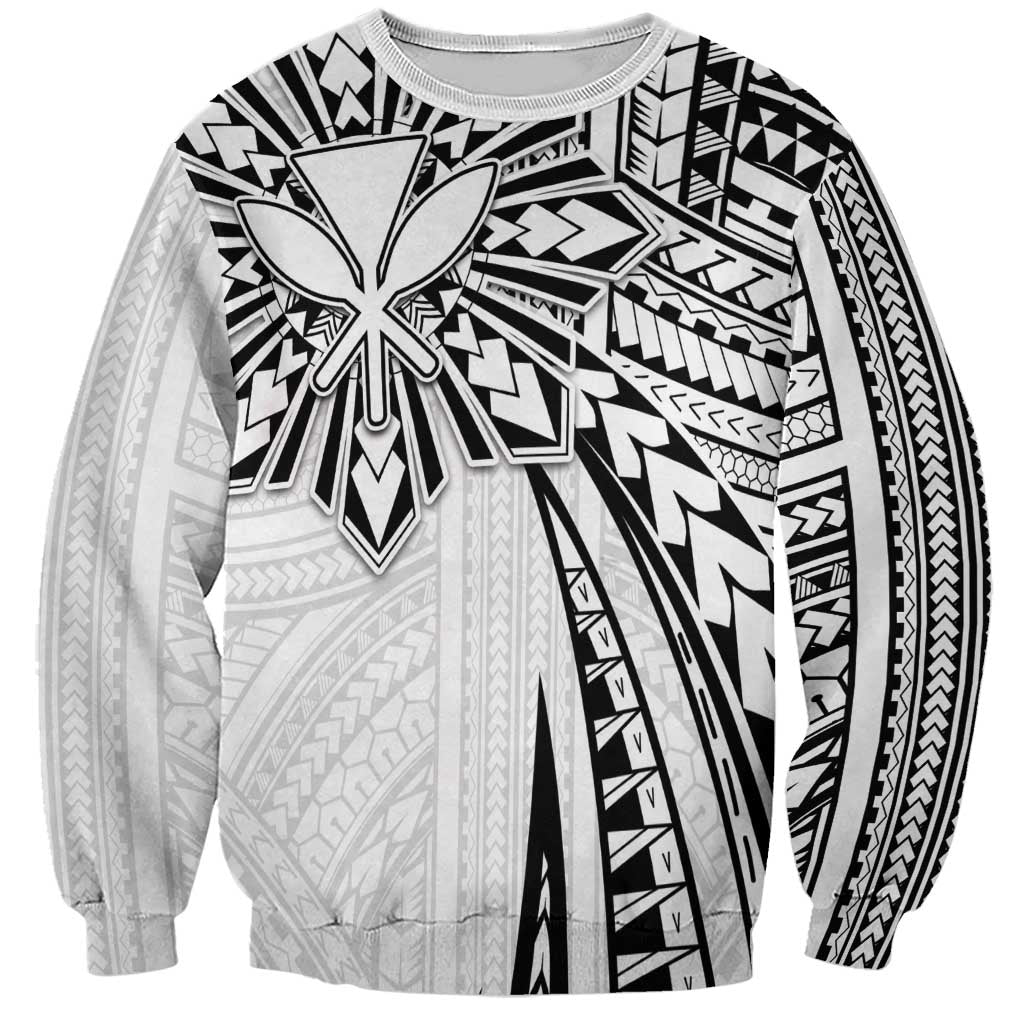 Hawaii And Philippines Sweatshirt Kanaka Maoli With Tribal Sun Together White LT05 Unisex White - Polynesian Pride