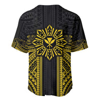 Hawaii And Philippines Together Baseball Jersey Polynesian Pattern With Filipino Barong Gold LT05 - Polynesian Pride