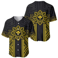 Hawaii And Philippines Together Baseball Jersey Polynesian Pattern With Filipino Barong Gold LT05 - Polynesian Pride