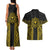 Hawaii And Philippines Together Couples Matching Tank Maxi Dress and Hawaiian Shirt Polynesian Pattern With Filipino Barong Gold