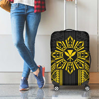 Hawaii And Philippines Together Luggage Cover Polynesian Pattern With Filipino Barong Gold