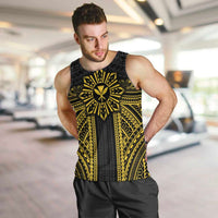 Hawaii And Philippines Together Men Tank Top Polynesian Pattern With Filipino Barong Gold