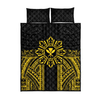 Hawaii And Philippines Together Quilt Bed Set Polynesian Pattern With Filipino Barong Gold