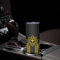 Hawaii And Philippines Together Skinny Tumbler Polynesian Pattern With Filipino Barong Gold