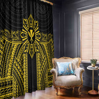 Hawaii And Philippines Together Window Curtain Polynesian Pattern With Filipino Barong Gold