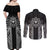 Hawaii And Philippines Together Couples Matching Off Shoulder Maxi Dress and Long Sleeve Button Shirt Polynesian Pattern With Filipino Barong Black