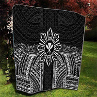 Hawaii And Philippines Together Quilt Polynesian Pattern With Filipino Barong Black