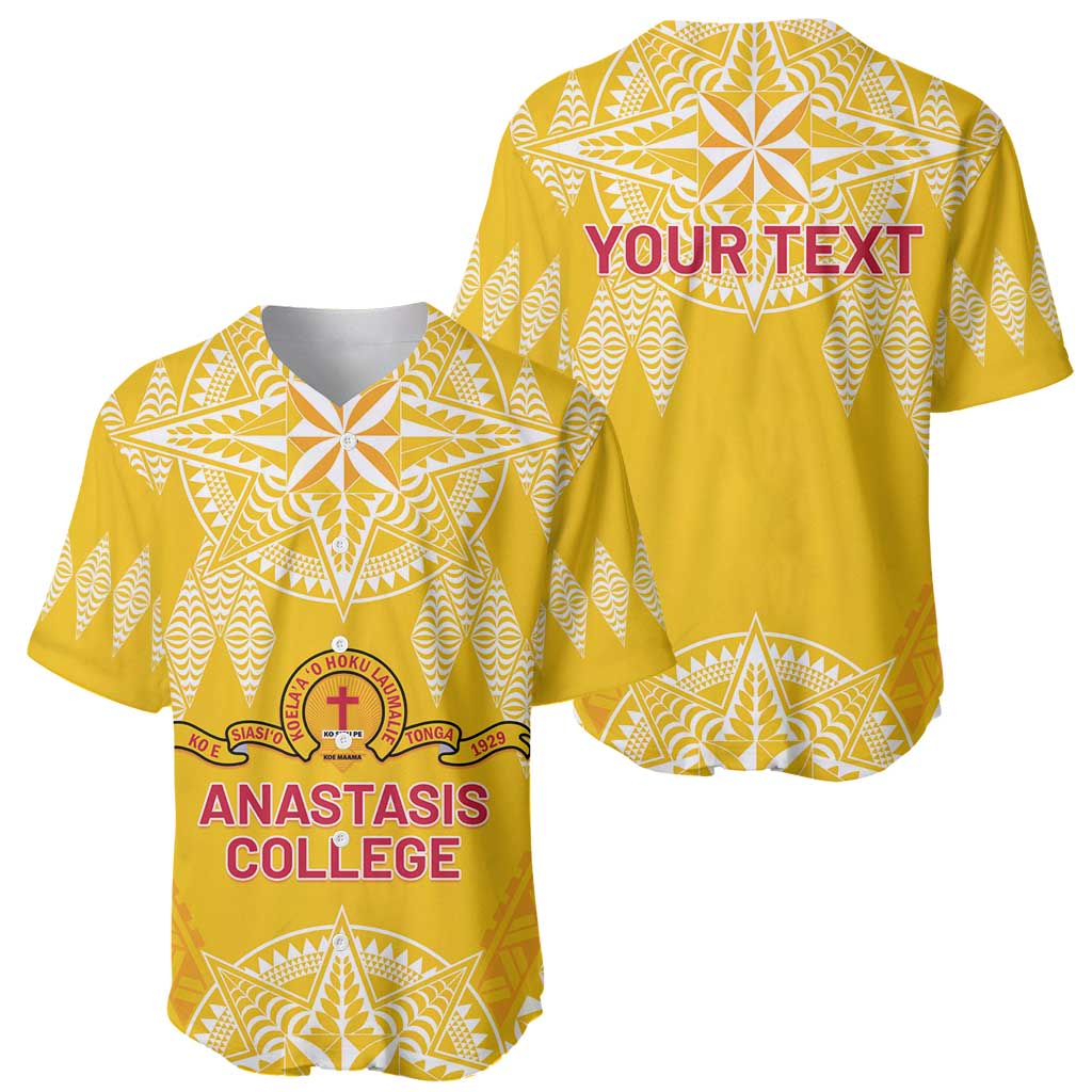 Personalised Anastasis College Baseball Jersey Tonga Ngatu Pattern - Polynesian Pride