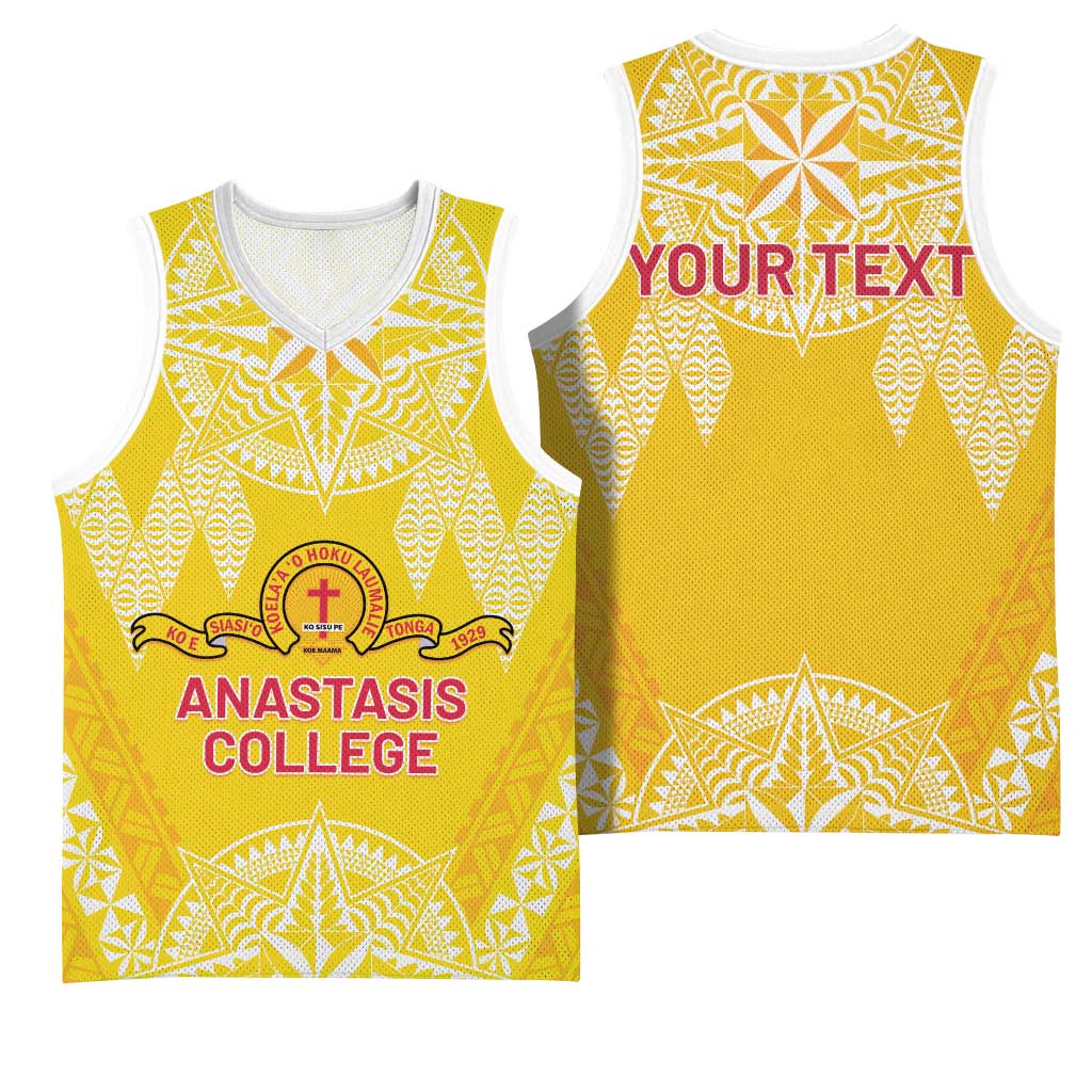Personalised Anastasis College Basketball Jersey Tonga Ngatu Pattern - Polynesian Pride