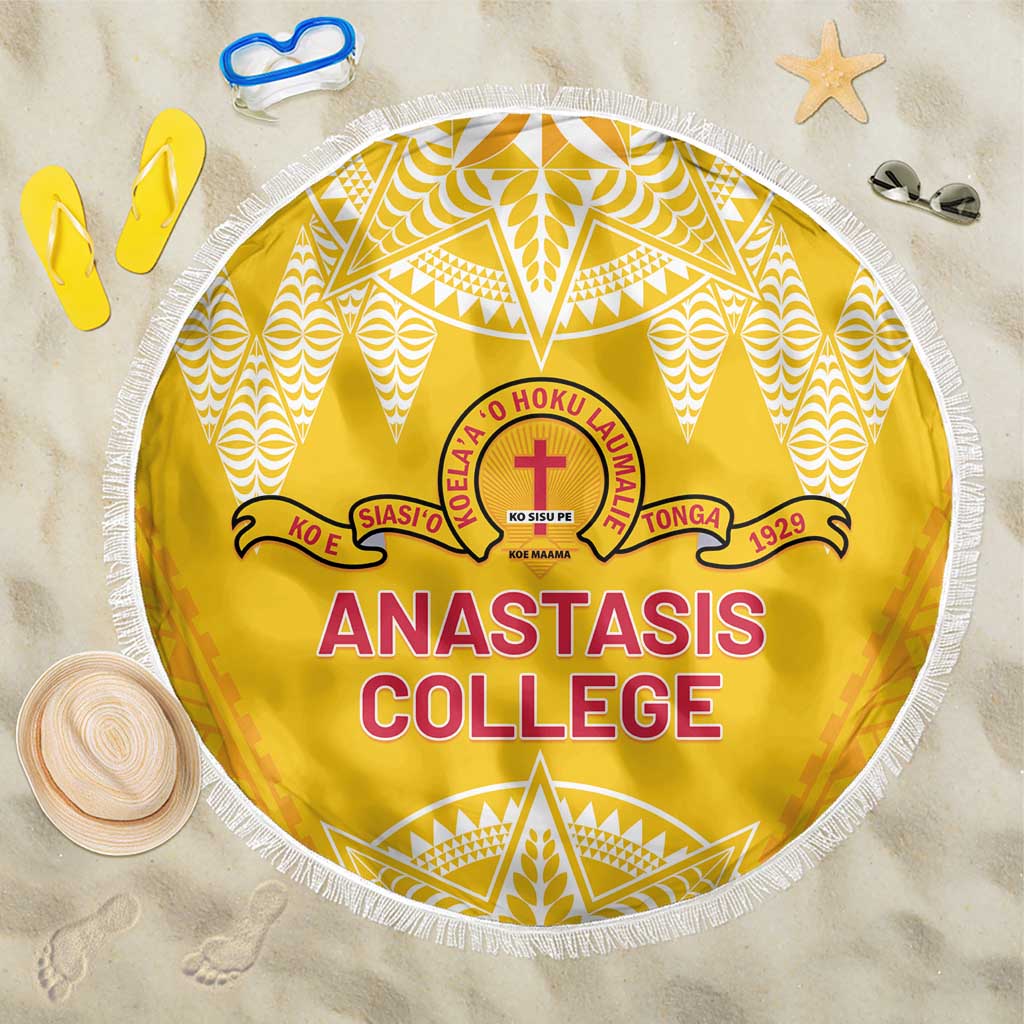 Anastasis College Beach Blanket Tonga Ngatu Pattern LT05 One Size 150cm Yellow - Polynesian Pride