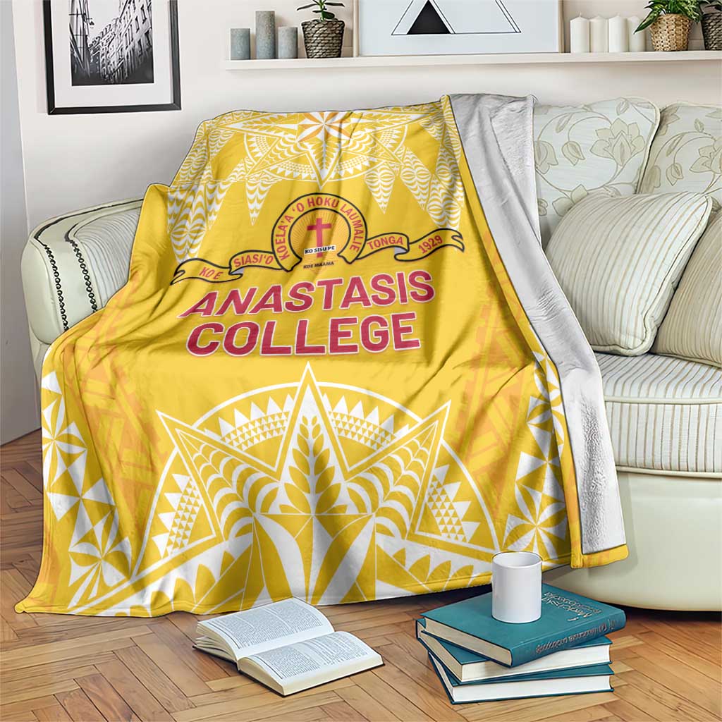 Anastasis College Blanket Tonga Ngatu Pattern LT05 Yellow - Polynesian Pride
