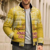 Personalised Anastasis College Bomber Puffer Jacket Tonga Ngatu Pattern - Polynesian Pride