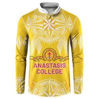 Personalised Anastasis College Button Sweatshirt Tonga Ngatu Pattern - Polynesian Pride