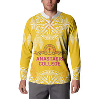 Personalised Anastasis College Button Sweatshirt Tonga Ngatu Pattern - Polynesian Pride