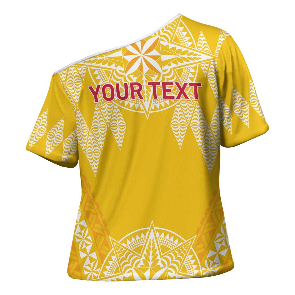 Personalised Anastasis College Cross Shoulder Shirt Tonga Ngatu Pattern - Polynesian Pride