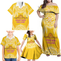 Personalised Anastasis College Family Matching Off Shoulder Maxi Dress and Hawaiian Shirt Tonga Ngatu Pattern - Polynesian Pride