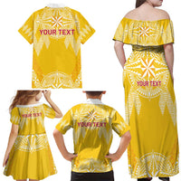 Personalised Anastasis College Family Matching Off Shoulder Maxi Dress and Hawaiian Shirt Tonga Ngatu Pattern - Polynesian Pride
