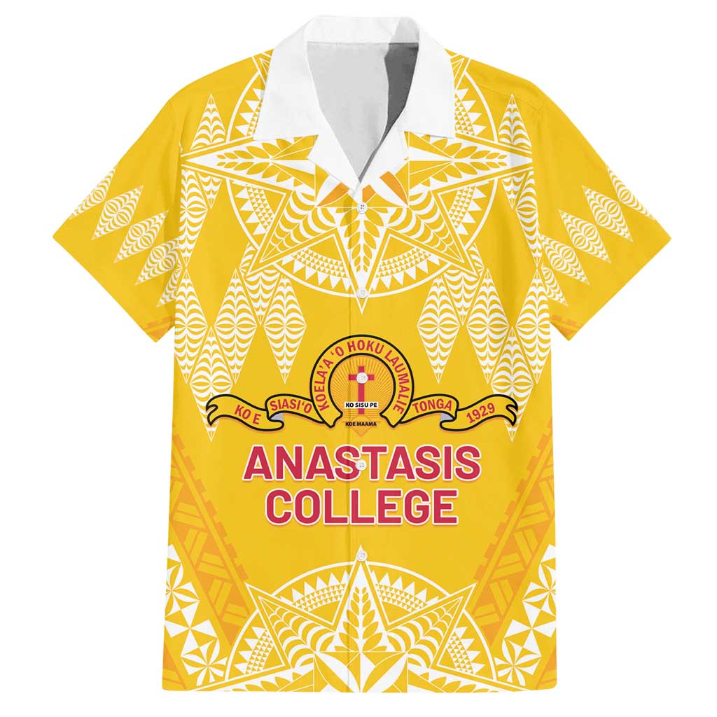 Personalised Anastasis College Family Matching Off Shoulder Maxi Dress and Hawaiian Shirt Tonga Ngatu Pattern - Polynesian Pride