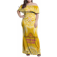 Personalised Anastasis College Family Matching Off Shoulder Maxi Dress and Hawaiian Shirt Tonga Ngatu Pattern - Polynesian Pride