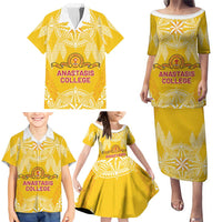 Personalised Anastasis College Family Matching Puletasi and Hawaiian Shirt Tonga Ngatu Pattern - Polynesian Pride