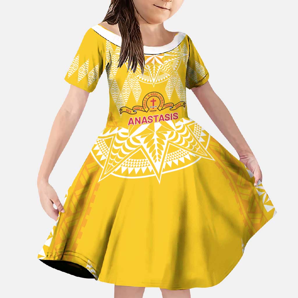 Personalised Anastasis College Family Matching Summer Maxi Dress and Hawaiian Shirt Tonga Ngatu Pattern - Polynesian Pride