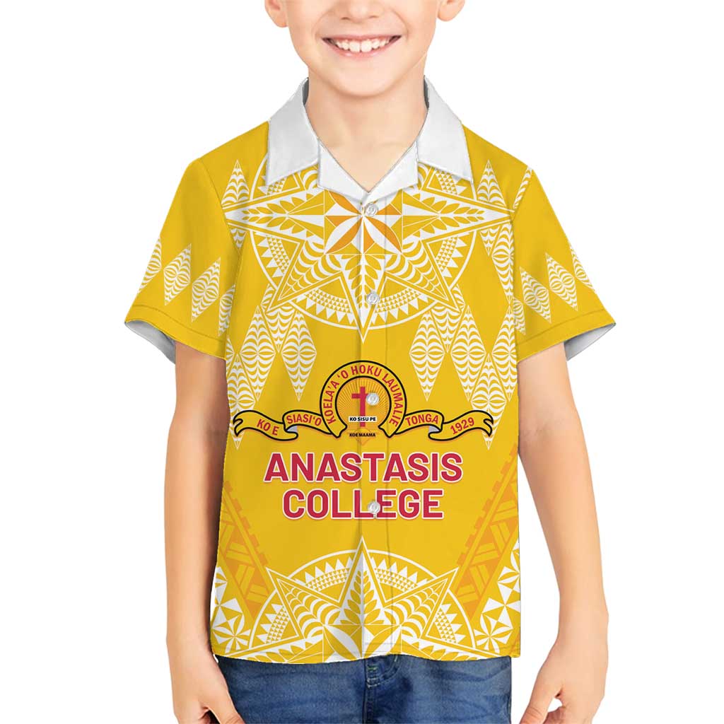 Personalised Anastasis College Family Matching Tank Maxi Dress and Hawaiian Shirt Tonga Ngatu Pattern - Polynesian Pride