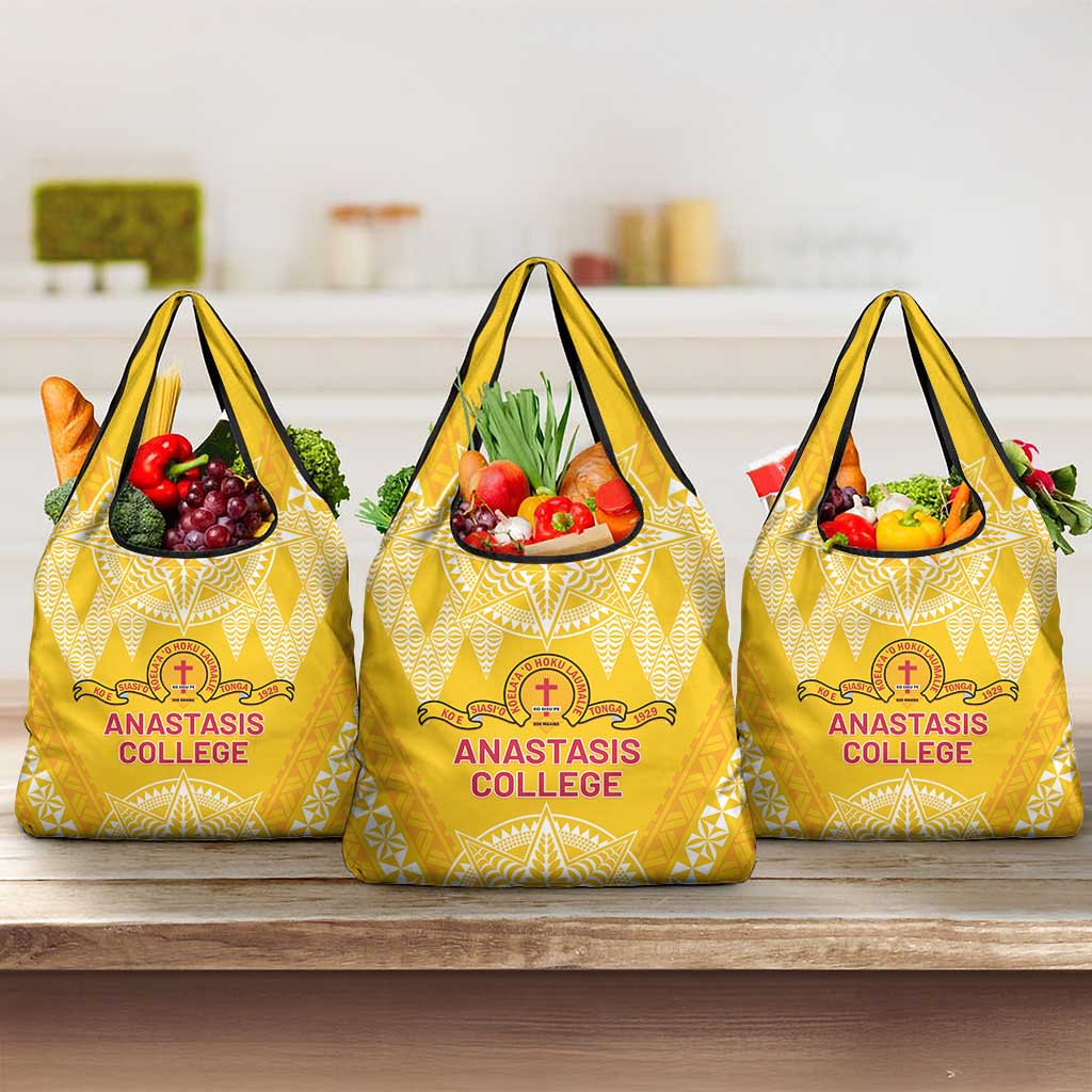 Anastasis College Grocery Bag Tonga Ngatu Pattern LT05 3-pack One Size Yellow - Polynesian Pride
