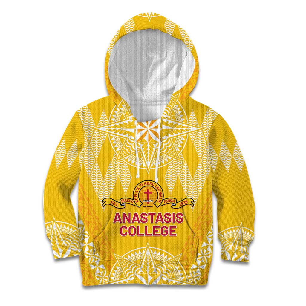 Personalised Anastasis College Kid Hoodie Tonga Ngatu Pattern LT05 Hoodie Yellow - Polynesian Pride