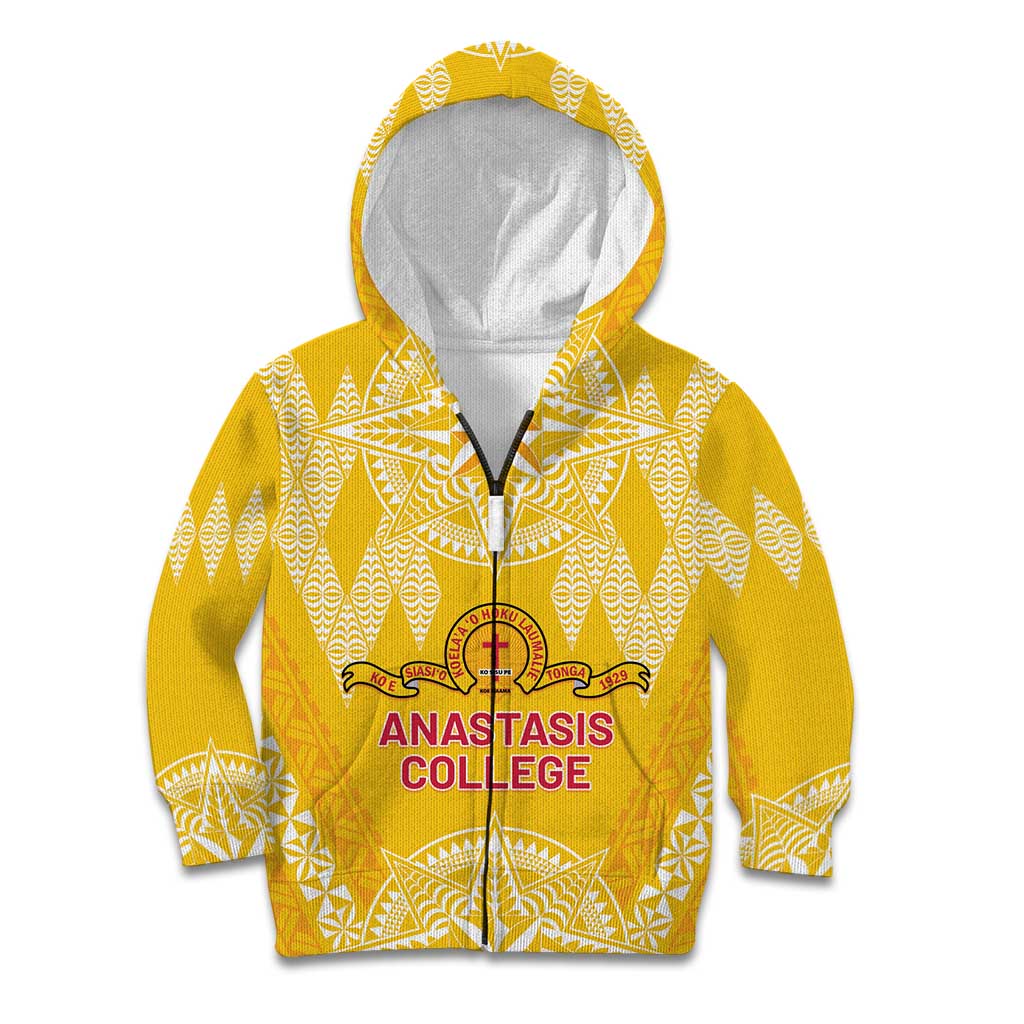 Personalised Anastasis College Kid Hoodie Tonga Ngatu Pattern - Polynesian Pride