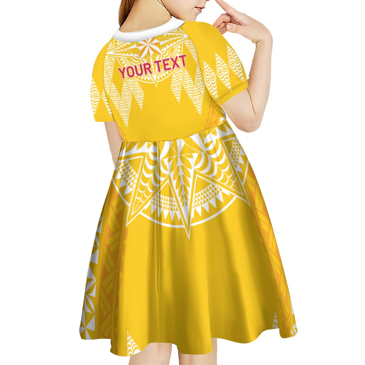 Personalised Anastasis College Kid Short Sleeve Dress Tonga Ngatu Pattern - Polynesian Pride