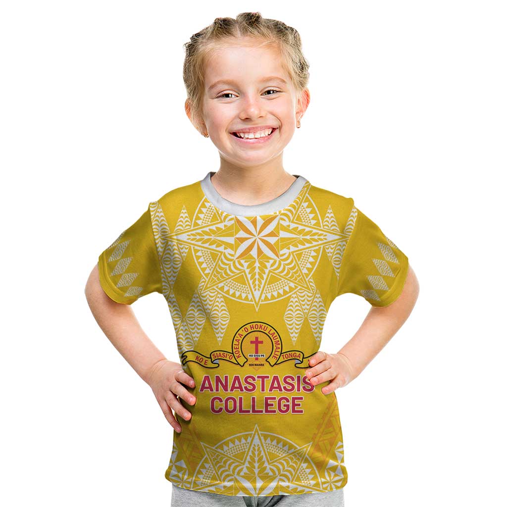 Personalised Anastasis College Kid T Shirt Tonga Ngatu Pattern - Polynesian Pride