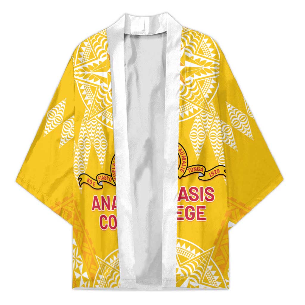 Personalised Anastasis College Kimono Tonga Ngatu Pattern LT05 Unisex Yellow - Polynesian Pride