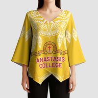 Personalised Anastasis College Kimono Sleeve Blouse Tonga Ngatu Pattern - Polynesian Pride