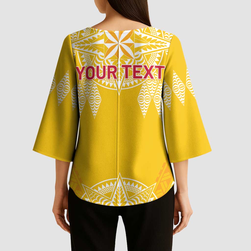 Personalised Anastasis College Kimono Sleeve Blouse Tonga Ngatu Pattern - Polynesian Pride