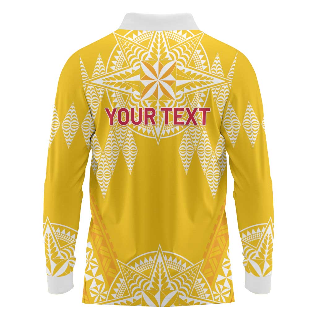 Personalised Anastasis College Long Sleeve Polo Shirt Tonga Ngatu Pattern - Polynesian Pride