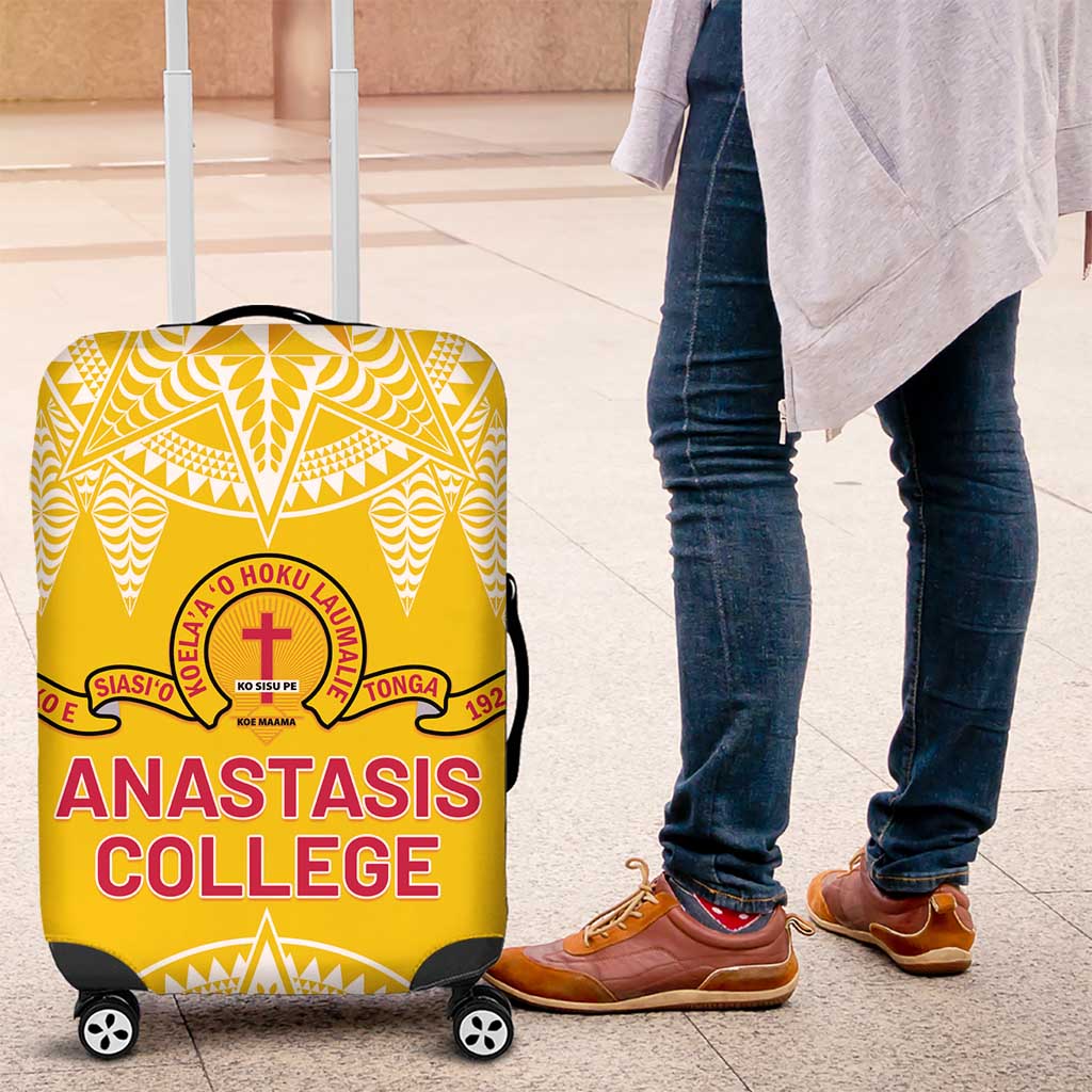 Anastasis College Luggage Cover Tonga Ngatu Pattern LT05 Yellow - Polynesian Pride