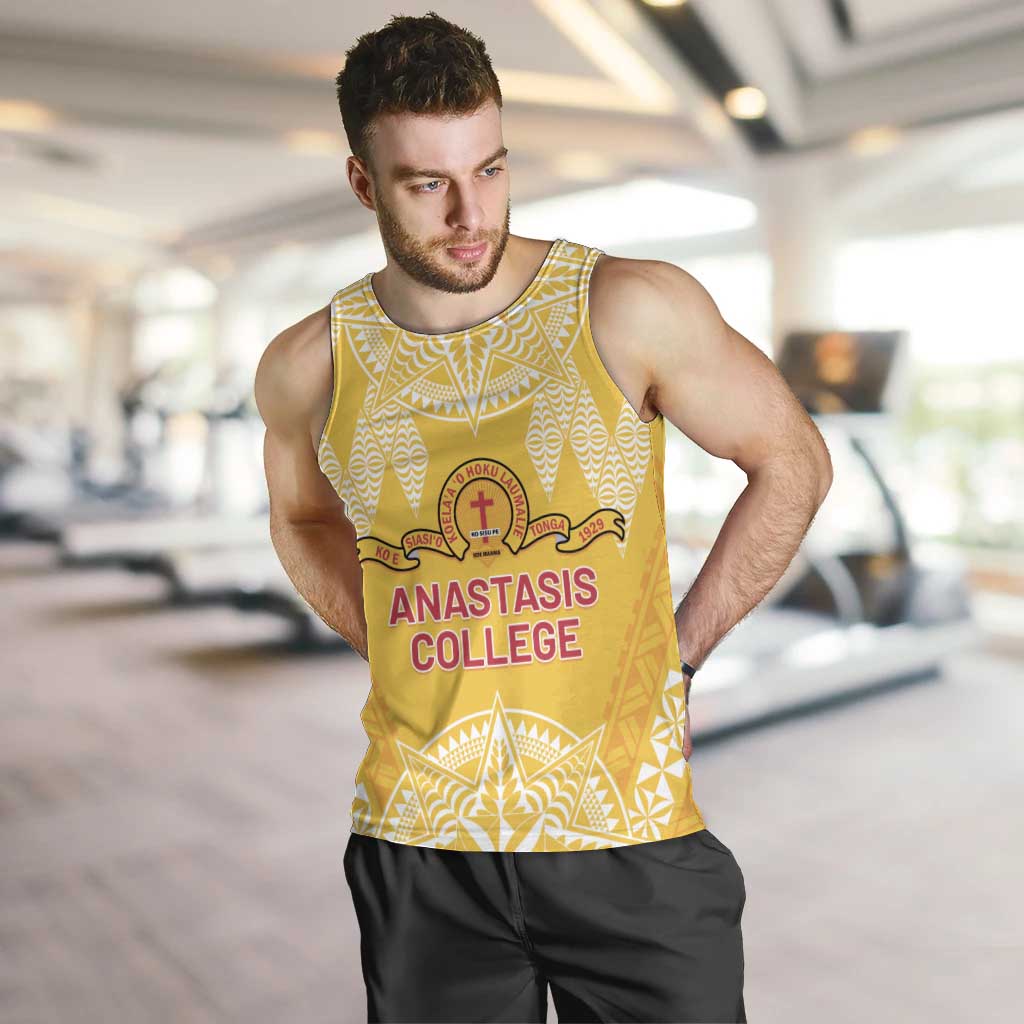 Personalised Anastasis College Men Tank Top Tonga Ngatu Pattern - Polynesian Pride