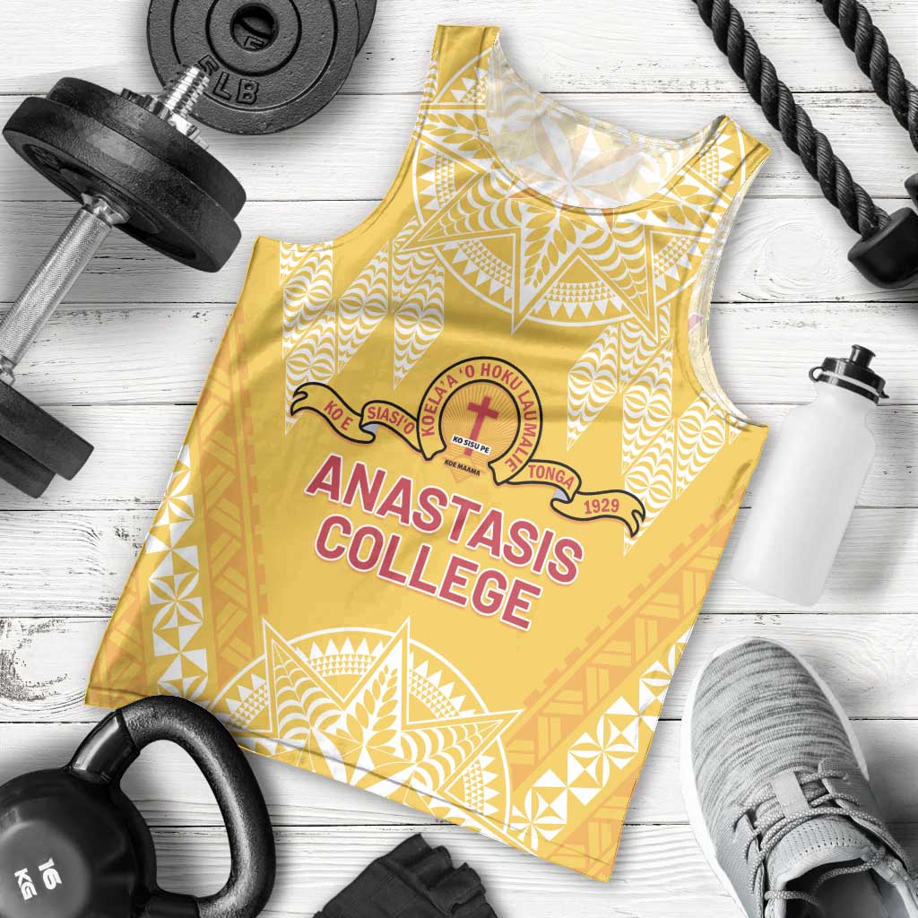 Personalised Anastasis College Men Tank Top Tonga Ngatu Pattern - Polynesian Pride