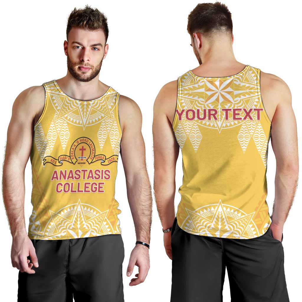 Personalised Anastasis College Men Tank Top Tonga Ngatu Pattern - Polynesian Pride