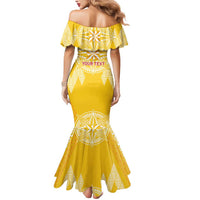 Personalised Anastasis College Mermaid Dress Tonga Ngatu Pattern - Polynesian Pride