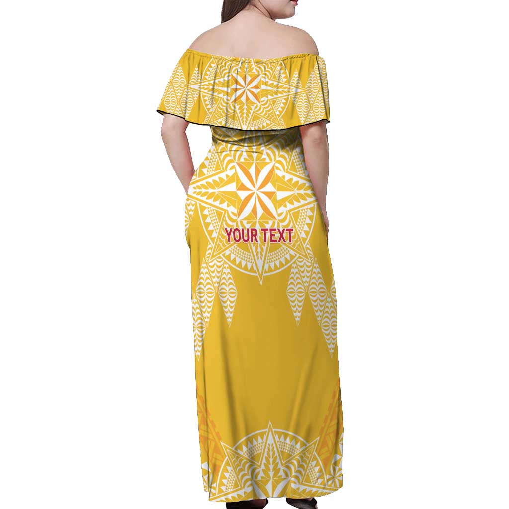 Personalised Anastasis College Off Shoulder Maxi Dress Tonga Ngatu Pattern - Polynesian Pride