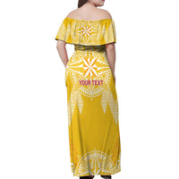Personalised Anastasis College Off Shoulder Maxi Dress Tonga Ngatu Pattern - Polynesian Pride
