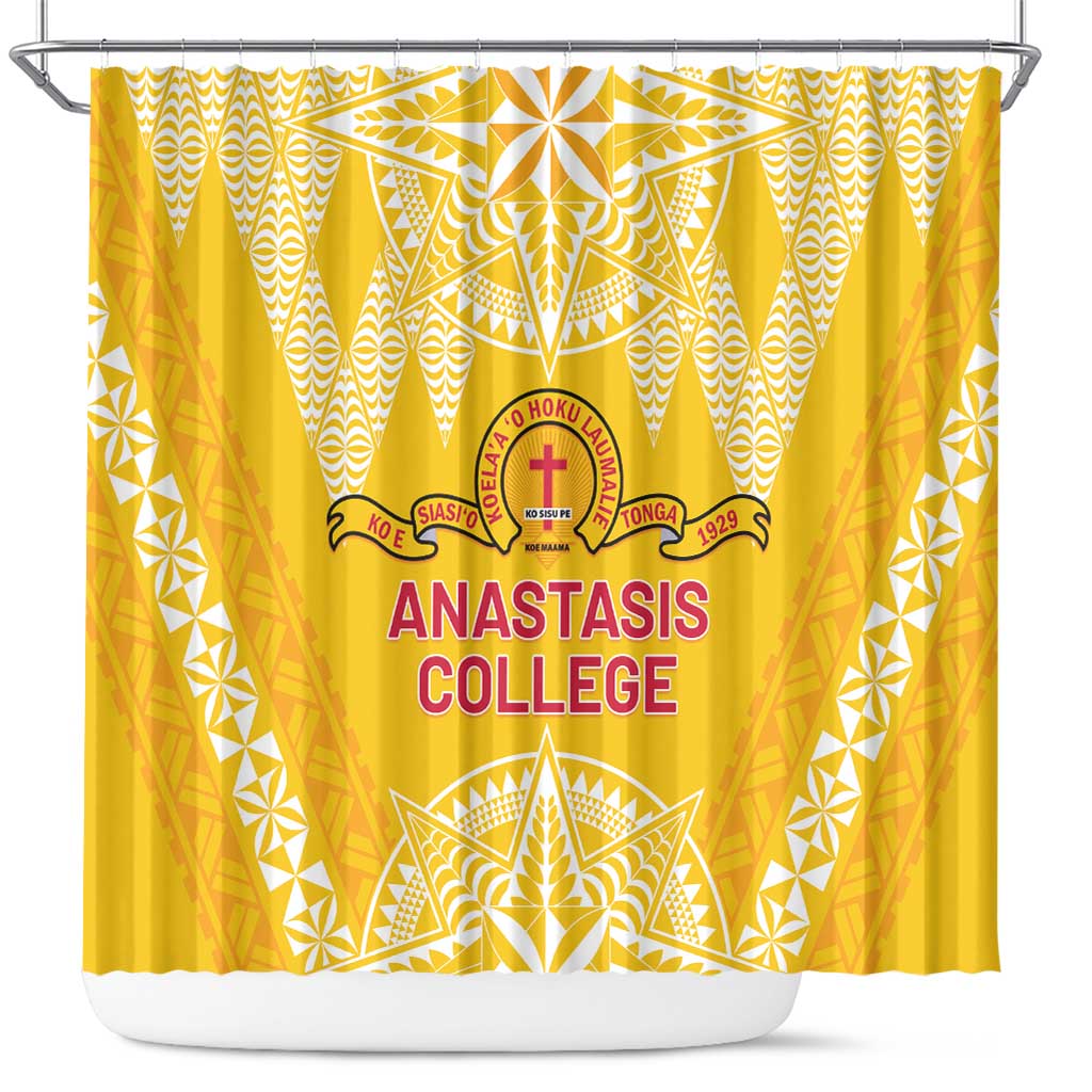 Anastasis College Shower Curtain Tonga Ngatu Pattern LT05 Yellow - Polynesian Pride