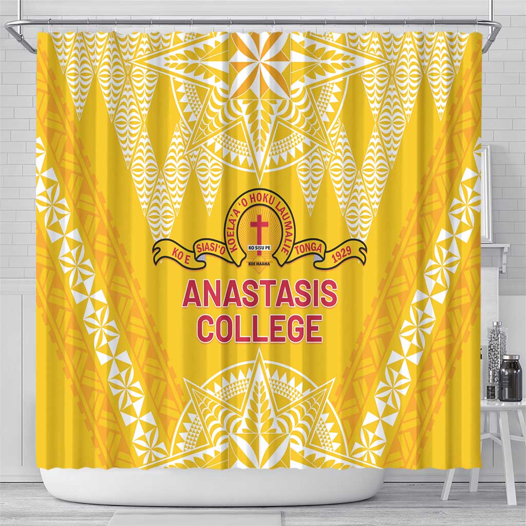 Anastasis College Shower Curtain Tonga Ngatu Pattern - Polynesian Pride