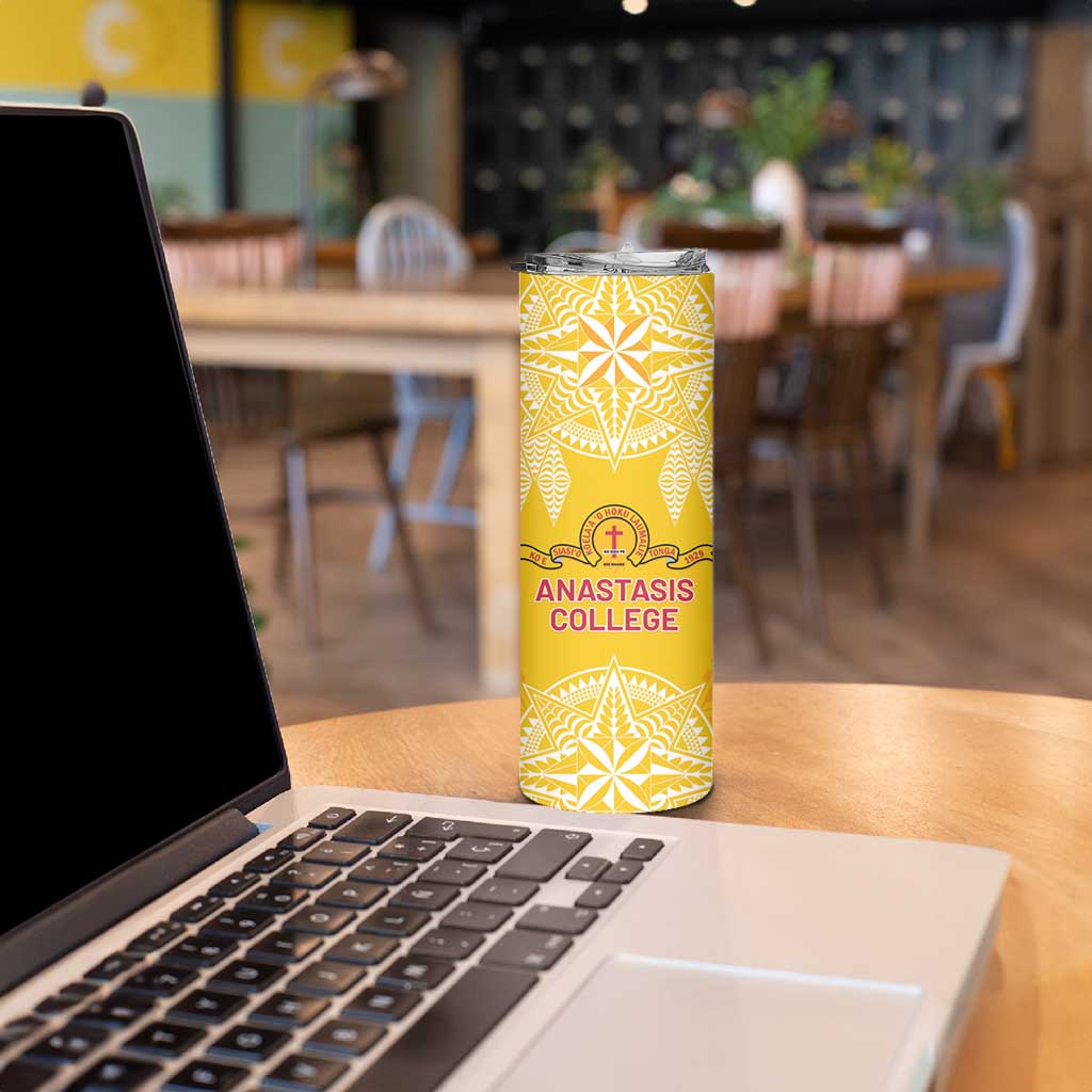 Personalised Anastasis College Skinny Tumbler Tonga Ngatu Pattern - Polynesian Pride