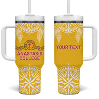 Personalised Anastasis College Tumbler With Handle Tonga Ngatu Pattern - Polynesian Pride