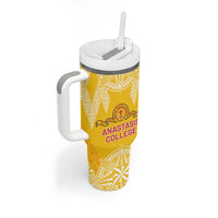 Personalised Anastasis College Tumbler With Handle Tonga Ngatu Pattern - Polynesian Pride