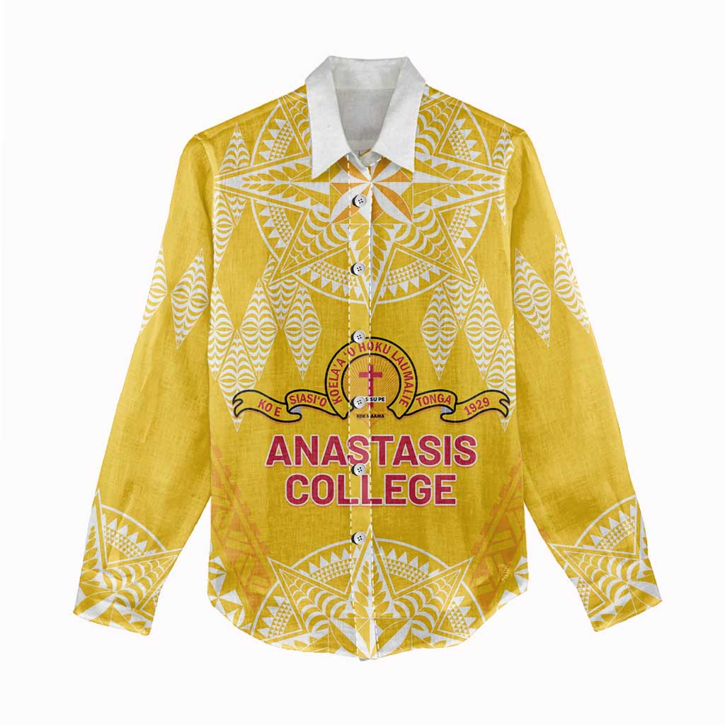 Personalised Anastasis College Women Casual Shirt Tonga Ngatu Pattern - Polynesian Pride