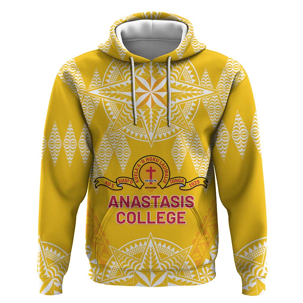 Personalised Anastasis College Zip Hoodie Tonga Ngatu Pattern LT05 Pullover Hoodie Yellow - Polynesian Pride