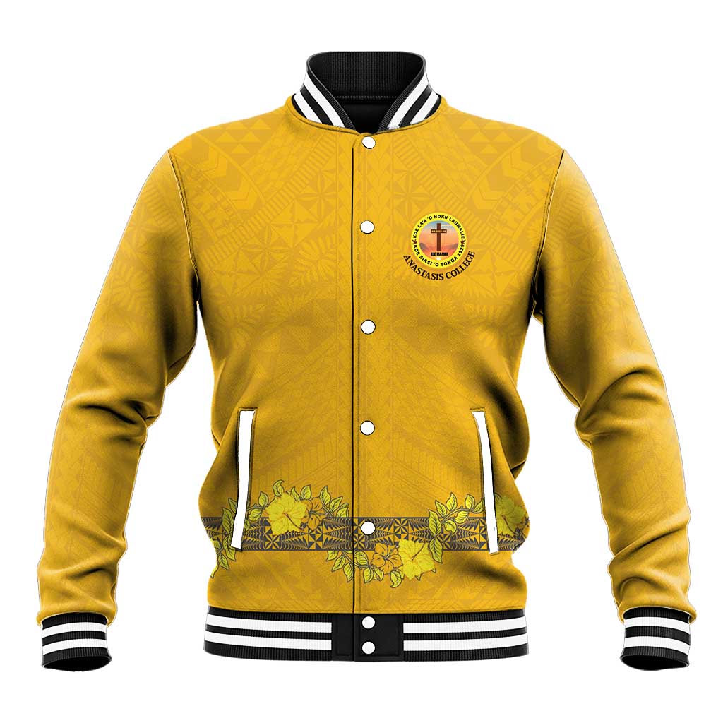 Tonga Anastasis College Baseball Jacket Tongan Ngatu Kupesi Pattern - Polynesian Pride